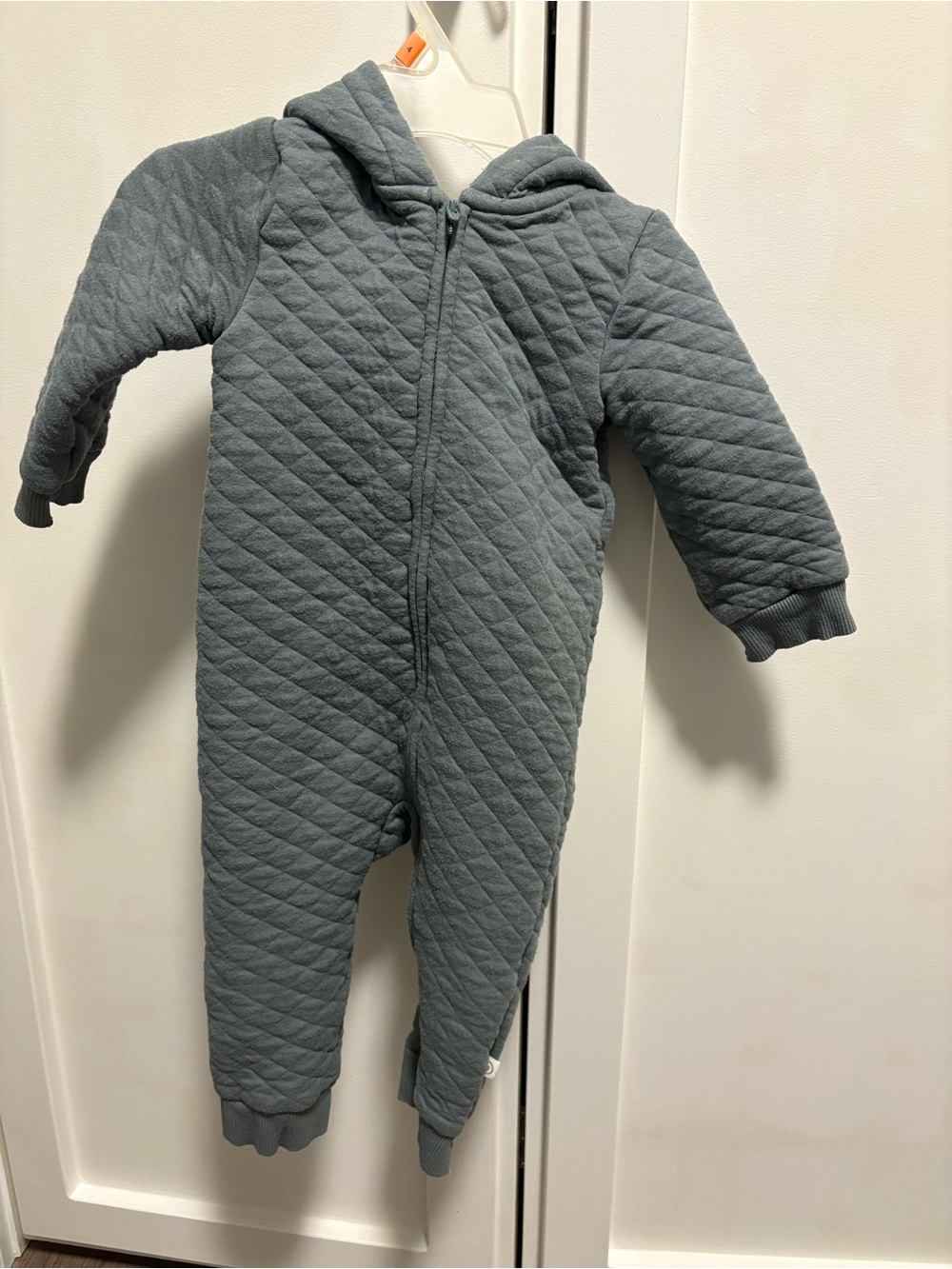 Organic Cotton Quilted Hooded Baby One-Piece
